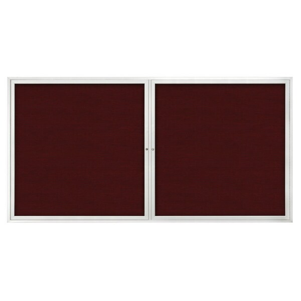 United Visual Products 72"x36" 3-Door Enclosed Outdoor Letterboard, Burgundy/Satin UV1163D-SATIN-BURGUN - main